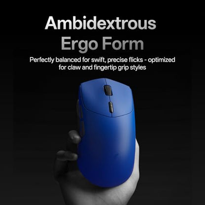 Rapoo VT7 Wireless Gaming Mouse, True 8K Wireless Polling Rate, 53g Lightweight, Up to 750 Hr Battery, Nordic nRF54L15 MCU, 100-Million Mechanical Switch, 10 Programmable Buttons, Macro Enabled - color: Blue