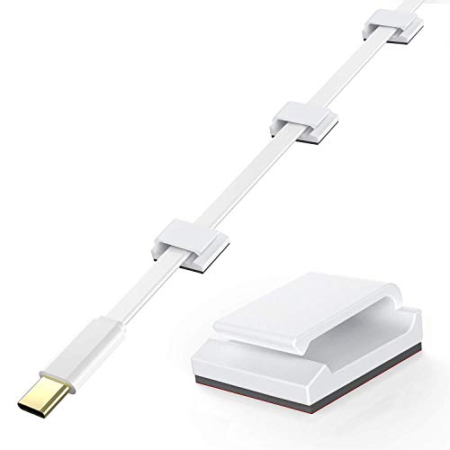 AGPTEK Flat Ethernet Cable Clips, 100 PCS Adhesive Wire Clips, White | Flat Cord Clips Small Cable Holder Management for Wall Ethernet Network Cord Organizer, Decoration Fairy Light Sticky Hooks - color: White, size: 100 PCS