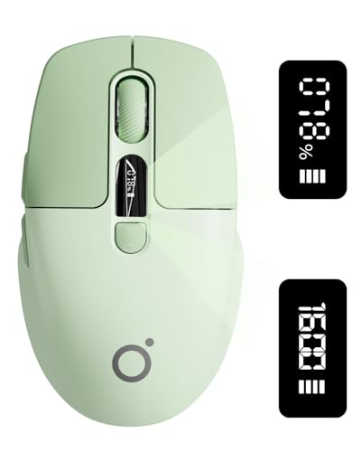 Wireless Bluetooth Mouse with Visible Battery & DPI Screen, Multi-Device BT & 2.4G Computer Mouse, 500 mAh Rechargeable, 1600DPI, Silent Portable Optical Mice for Laptop, PC, Mac, iPad - Green - color: Green