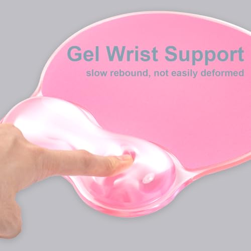 Gel Wrist Rest for Keyboard and Mouse - Ergonomic Pink Mouse Pad with Wrist Rest Support Non-Slip Base for Latop/Desktop/Office Home - color: Pure Pink, style: Wave Shape