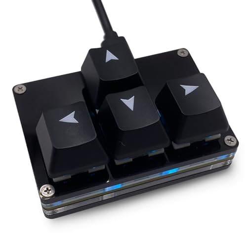 BTXETUEL Mini 4-Key Keypad WASD Arrow Key Keycaps Keyboard One-Handed Mechanical Gaming Keypad Programmable USB-C Customized Keyboard for Working or Gaming (Black, Arrow Keycaps 1) - color: Black, size: Arrow Keycaps 1