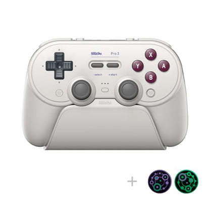 8Bitdo Pro 3 Bluetooth Controller with Charging Dock - G Classic | Swappable ABXY Buttons, TMR Joysticks, Hall Effect Triggers, Back Buttons, Switch/Switch 2, Windows, Apple, SteamOS, Android - color: G Classic