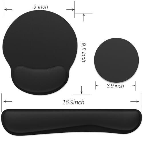 Ergonomic Mouse Pad with Wrist Rest and Keyboard Wrist Rest, Mousepad and Wrist Rest for Computer Keyboard, Pain Relief, Non-Slip Rubber Base, Mouse Pad with Wrist Support for Gaming, Office, Black - color: Black