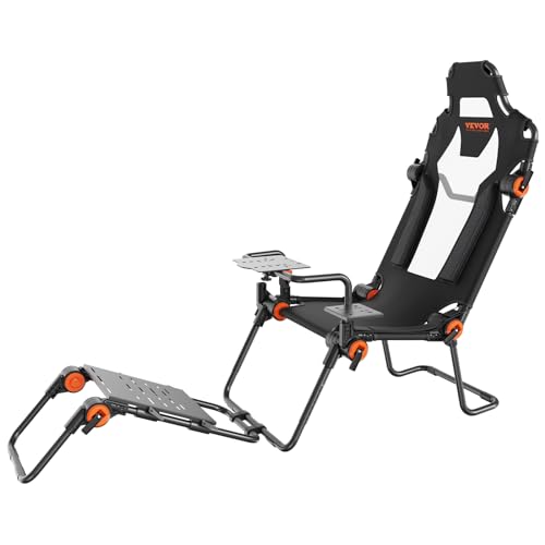 VEVOR Racing Wheel Stand Foldable Fit for Mainstream Brands, Carbon Steel Driving Simulator Cockpit Adjustable Pedal & Dual-Mode Seating,Fit Most Steering Wheels and Pedals