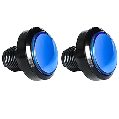 Push Button Micro Switch 46mm Round DC 12V LED Illuminated for Arcade Video Games 2Pcs Blue - color: Blue