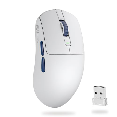 RK ROYAL KLUDGE RK M30 Wireless Gaming Mouse, 24000 DPI, 43g Ultra-Lightweight, PAW3311 Sensor, 2.4G/Bluetooth/USB-C Rechargeable Wireless Mouse with 5 Programmable Buttons for PC/Mac, White - color: white