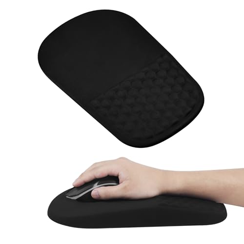 Ergonomic Mouse Pad with Wrist Support, Comfortable Memory Foam Mousepad with Massage Design and Non-Slip PU Base, Wrist Rest Mouse Pad for Office and Home, 12x8 Inch - color: Black