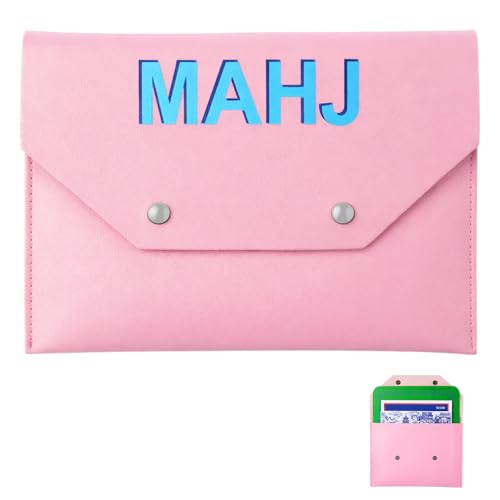 Leather Mahjong Card Clutch Holder Pouch for Cards Mahjong Accessories Protective Cover Case with Closure Ideal Gift for Lover Playing Game Night (Light Pink,9.5x6.8 Inch,Solid Color) - color: Light Pink, size: 9.5x6.8 Inch, style: Solid Color