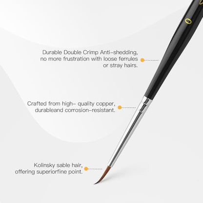 Kolinsky Sable Miniature Paint Brushes - Professional Artist Brush Size 0, Small Fine Detail Paint Brush Set for Mini Paints, Paint by Number, Figurine - size: 0