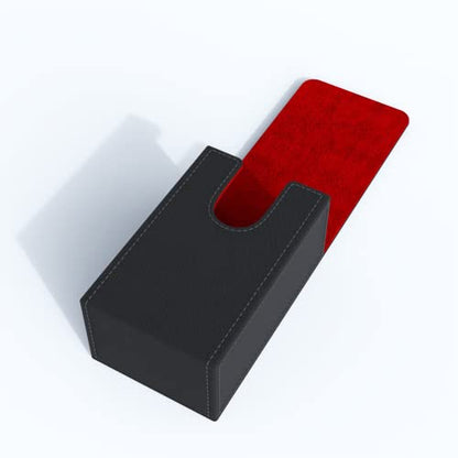 Black Tarot Card Holder with Red Interior; Fold Top Tarot Card Box Case with Magnetic Lid Closure; Fits Standard Tarot Card Deck; Holder Measures Standard Size 5.39 x 3.38 x 2 In (137*86*51mm) (Red) - color: Red