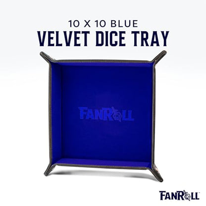 FanRoll Fold Up Velvet Dice Tray w/PU Leather Backing: Blue, Role Playing Game Dice Accessories for Dungeons and Dragons - color: Blue