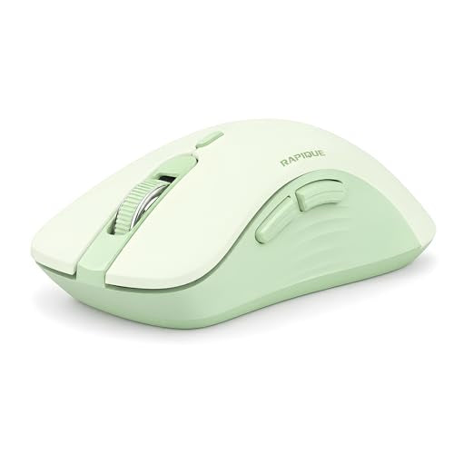 RAPIQUE Bluetooth Wireless Mouse, Dual Bluetooth & 2.4GHz USB Receiver, Right-Hand Design, Quiet Clicks, Low Power, Multi-Device Compatibility for MacBook, Laptop, Computer, iPad, PC - Sage Green - color: Sage Green