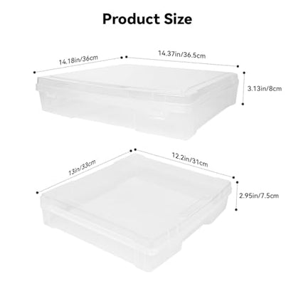 Plastic Scrapbook Paper Storage Cases, Portable Board Game Storage Cases, Hobby Art Craft Box, Acid-Free Rounded Corner Containers (12"x12" 11"x10" Thick Clear 12Pcs)