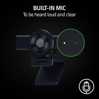 Razer Kiyo V2 X - Full HD Webcam 1080p, 60 FPS for Creators - Auto Focus - Wide Angle Lens - Built-in Microphone - Compatible with Open Broadcaster Software OBS and Xsplit | Black