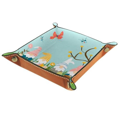 Easter Gnomes Eggs Dice Tray PU Leather Dice Rolling Tray Folding Dice Holder for Dice Games, Like RPG, DND and Other Table Games - color: Multi 5
