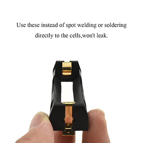 HAHIYO 18650 1 Slot Battery Holder Clip Storage Case Copper Good Contacts 3.7V DIY Charging Power Not Leak Secure Snug Hold Wide Tab Easy Solder Remove for Circuit PCB SMT Parallel Pin 2PCS - style: 18650(Parallel Pin-1 Slot)-2P