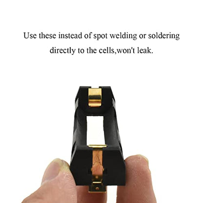 HAHIYO 18650 1 Slot Battery Holder Clip Storage Case Copper Good Contacts 3.7V DIY Charging Power Not Leak Secure Snug Hold Wide Tab Easy Solder Remove for Circuit PCB SMT Parallel Pin 2PCS - style: 18650(Parallel Pin-1 Slot)-2P