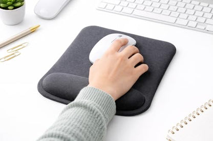 Ergonomic Memory Foam Mouse Pad with Wrist Support, Orange, Ultra-Smooth Surface, Anti-Slip Base (Black, Medium) - color: Black