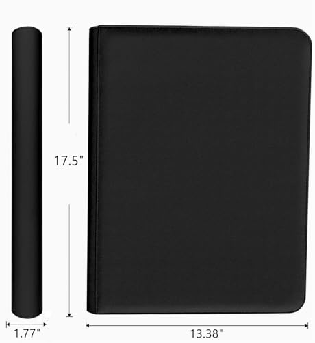 16 Pocket Card Binder, Ringless Zip Trading Card Binder, 1000+ Double Sided Pocket PU Collection Binder, Collector Album, Card Folder for MTG, TCG, Sports Cards - color: Black