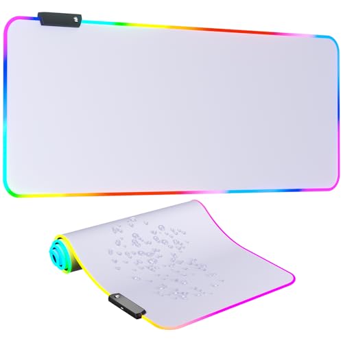 RGB 마우스패드 LED 마우스 패드, 대형 마우스 패드, LED 및 빅 마우스 매트(화이트) - color: RGB 화이트