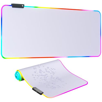RGB 마우스패드 LED 마우스 패드, 대형 마우스 패드, LED 및 빅 마우스 매트(화이트) - color: RGB 화이트