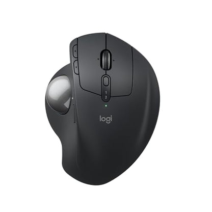 Logitech MX Ergo S Advanced Wireless Trackball Mouse USB C - Graphite | Advanced ergonomic design, rechargeable battery, Bluetooth and encrypted dongle, 6 programmable buttons, PC/Mac compatible - color: Graphite