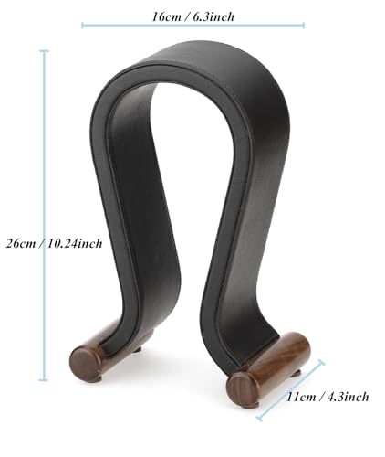ONEGenug Wooden Headset Stand,Universal Earphone Hanger Holder for Gaming Headsets & DJ Studio Headphones Desktop Headphone Rack for All Headphone Size