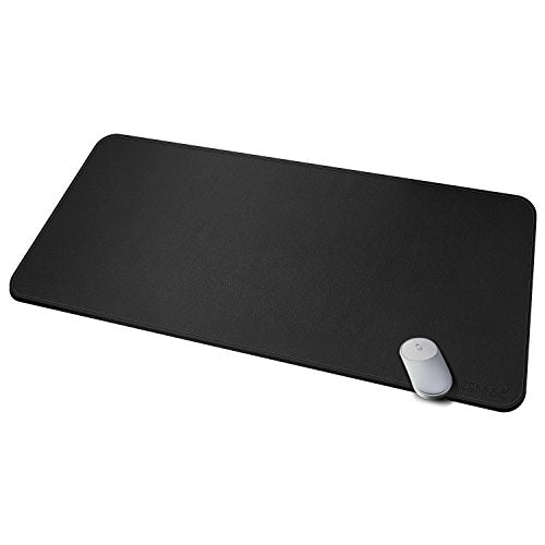 CENNBIE Leather Desk Mat Protector, 39.3" x 19.6" Large Mouse Pad(Black) | Premium stitched edges resist wear. Easy to clean. Protects desk from spills, stains ,scratches. Smooth glide. Office & home. - color: Black, size: 39.3" x 19.6"