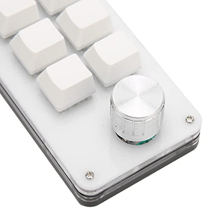 Zyyini Programmable Keyboard, 6 Key One Handed Mechanical Keyboard with Knob,Poortable Multifunctional Mechanical Gaming Keypad for Gaming Office (White) - color: White