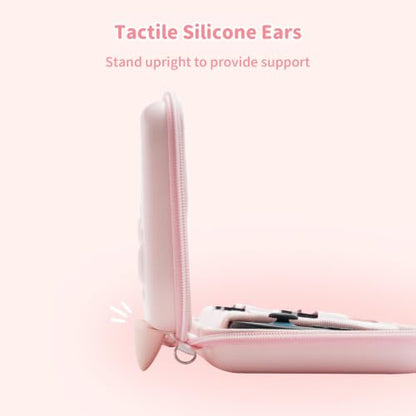 GeekShare Carrying Case Compatible with Switch 2 (2025) 7.9 Inch, Hard-Shell Slim Travel Case with 10 Game Card Slots for Switch 2 Console and Accessories, Cat Ear (Pink) - color: Pink