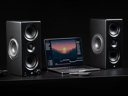 Monolith Powered Desktop Speakers - 100-Watt with Optical and USB Inputs, Subwoofer Output, Bluetooth aptX HD, Remote Control Included, for PCs and Laptops, Black, MTM-100