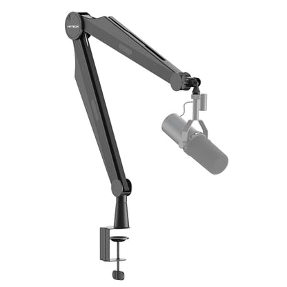 Microphone Boom Arm Adjustable Stick Mic Arm Stand with Desk Mount Clamp Overhead 360° Rotatable Microphone Stand with Cable Management for Podcast Streaming Gaming Studio CAPTAIN Model - color: 1 Black