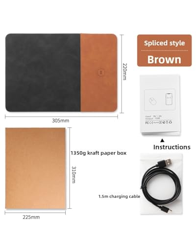 3 in 1 RGB Gaming Mouse Pad, 15W 10 Light Modes,LED Magnetic Mouse Pad - color: brown, size: 23.6L x 11.8W inches