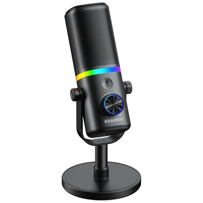 Microphone for PC, AK-10 USB/XLR Dynamic Desktop Microphone for Gaming,Podcast,Streaming with RGB Light,Volume Control,Mute Button,Noise Reduction - color: Black