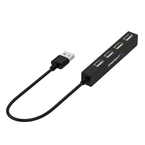SABRENT 4-Port Portable USB 2.0 Hub for Laptop & Tablet (HB-MCRM) | Compact travel hub; 9.5-inch cable; for Ultrabook, MacBook Air, Windows tablet PC - size: 4-PORT