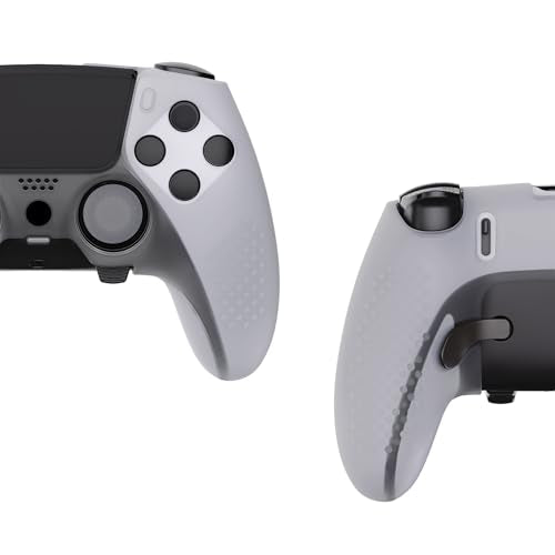 PlayVital 3D Studded Edition Anti-Slip Silicone Cover Case for ps5 Edge Controller, Soft Rubber Protector Skin for ps5 Edge Wireless Controller with 6 Thumb Grip Caps - Clear White - color: Clear White
