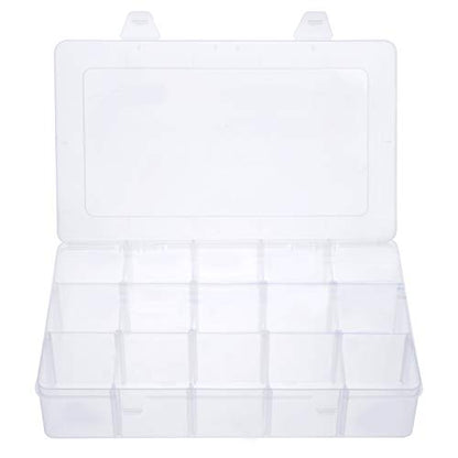 Gospire 15 Large Grids Clear Plastic Jewelry Box Organizer Storage Container with Removable Dividers (15 Grids - Clear) - color: Clear-15 Grids