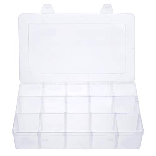 Gospire 15 Large Grids Clear Plastic Jewelry Box Organizer Storage Container with Removable Dividers (15 Grids - Clear) - color: Clear-15 Grids