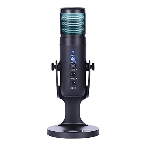 LiebeWH Desktop RGB USB Condenser Microphone 360° Adjustable for Recording Podcast Live Streaming Gaming