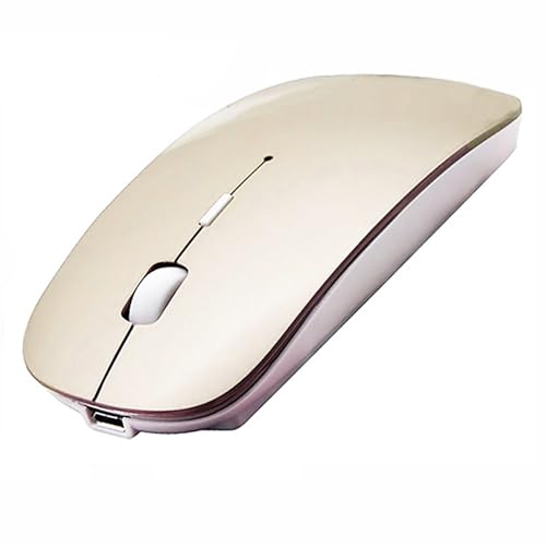 PeiBO Bluetooth 5.2 Wireless Mouse, Gold, Rechargeable, Ergonomic Design, Compatible with Laptops and Tablets - color: GOLD