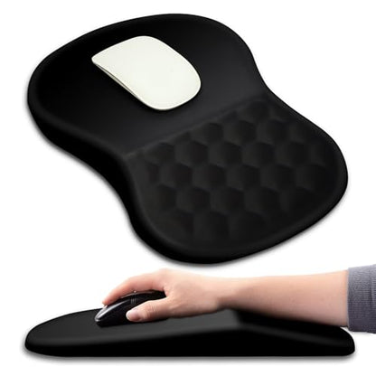 Hokafenle Ergonomic Mouse Pad Wrist Support with Massage Design, Wrist Rest Pain Relief Mousepad with Memory Foam&Non-Slip PU Base, Mouse Pads for Wireless Mouse & Desk (12x8 inch,Black) - color: HK001-Black