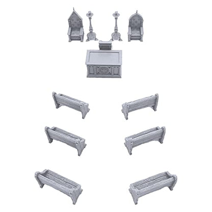 EnderToys Chapel Chattels by Printable Scenery, 3D Printed Tabletop RPG Scenery and Wargame Terrain 28mm Miniatures