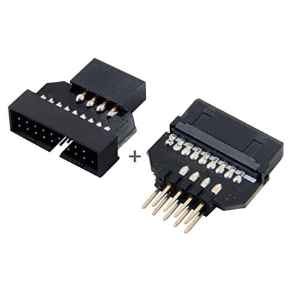 chenyang 2 Pack USB 2.0 Front Panel Header 9/10Pin Male/Female to 19/20Pin Male/Female Mainboard Header Gender Changer Connector Adapter