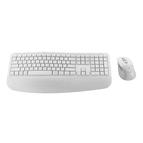 Logitech Signature Comfort Plus Combo MK880 Wireless Keyboard and Mouse Combo, Full-Size Comfort Keyboard with Palm Rest, Silent Clicks, Bluetooth, for Windows and macOS - Off White - color: Off White