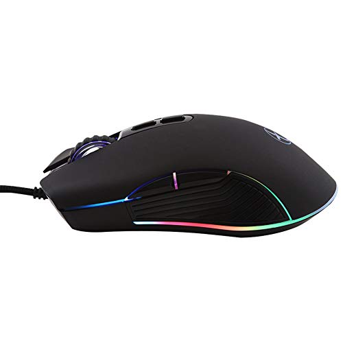 FIRSTMEMORY USB C Ergonomic Wired RGB Gaming Mouse - Optical with Adjustable DPI 800/1600/2400/3200 - Compatible with Notebook, PC, Laptop, MacBook and All Type-C Devices (Black)