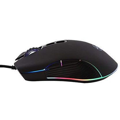 FIRSTMEMORY USB C Ergonomic Wired RGB Gaming Mouse - Optical with Adjustable DPI 800/1600/2400/3200 - Compatible with Notebook, PC, Laptop, MacBook and All Type-C Devices (Black)