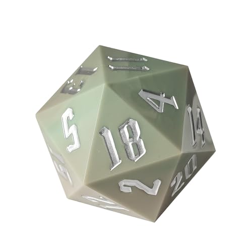 55mm 20 Sided DND Dice, Giant D20 D&D Polyhedral Dice Large D20 with Die Gift Box for D&D,RPG Table Games (Green Marble/White Number) - color: Green Marble/White Number