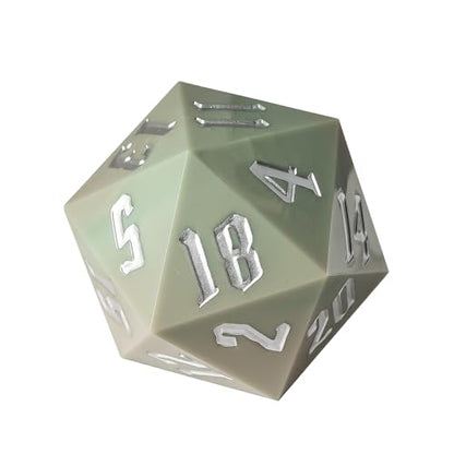 55mm 20 Sided DND Dice, Giant D20 D&D Polyhedral Dice Large D20 with Die Gift Box for D&D,RPG Table Games (Green Marble/White Number) - color: Green Marble/White Number