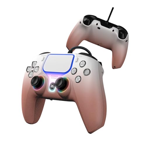 DOYO Wired PS5 Controller, Gaming Controller for PlayStation 5, PC/Steam, PS4 with Dual Vibration, Turbo, Hall Effect Trigger, 3.5mm Audio Jack, 6-Axis Motion Control Gamepad - color: Rose Gold-Wried