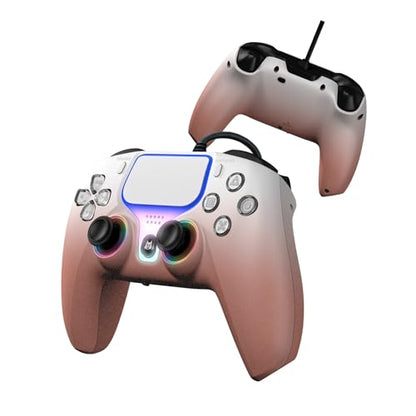 DOYO Wired PS5 Controller, Gaming Controller for PlayStation 5, PC/Steam, PS4 with Dual Vibration, Turbo, Hall Effect Trigger, 3.5mm Audio Jack, 6-Axis Motion Control Gamepad - color: Rose Gold-Wried